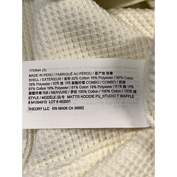 Theory Men Size Small Waffle Cream Hoodie Sweatshirt Long Sleeve Pullover EUC - Picture 10 of 11